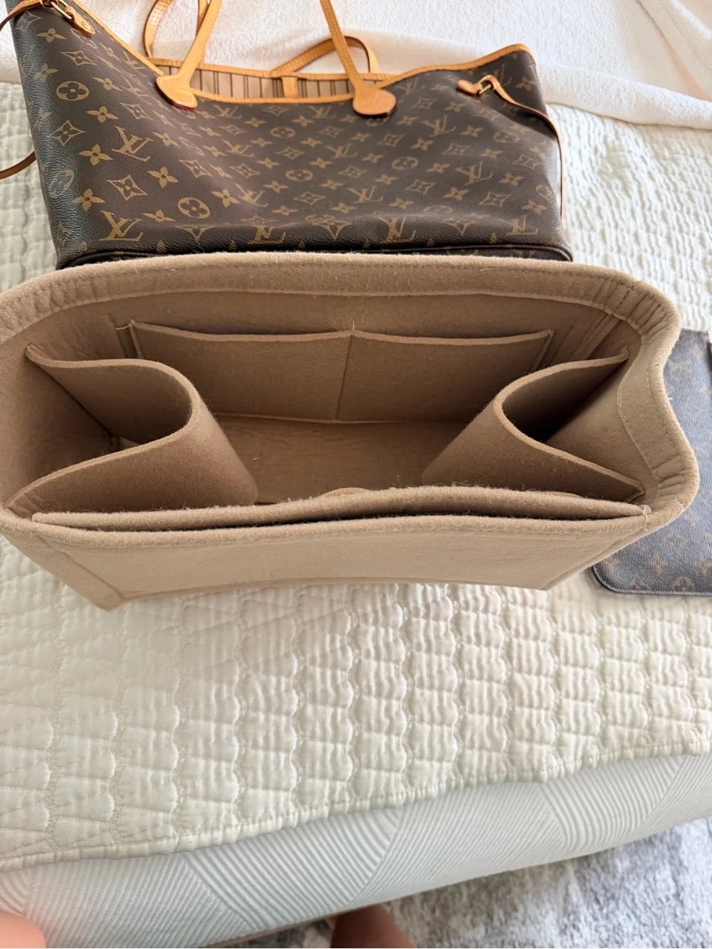 Louis Vuitton Monogram Canvas Tote with Tan Leather Trim